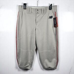 New Balance Baseball‎ Pants Red Trim Moisture Wicking Gray Mens Medium 32x17.5